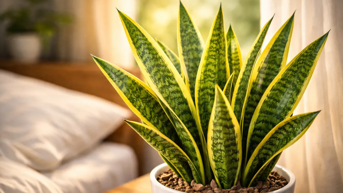snake plant in bedroom