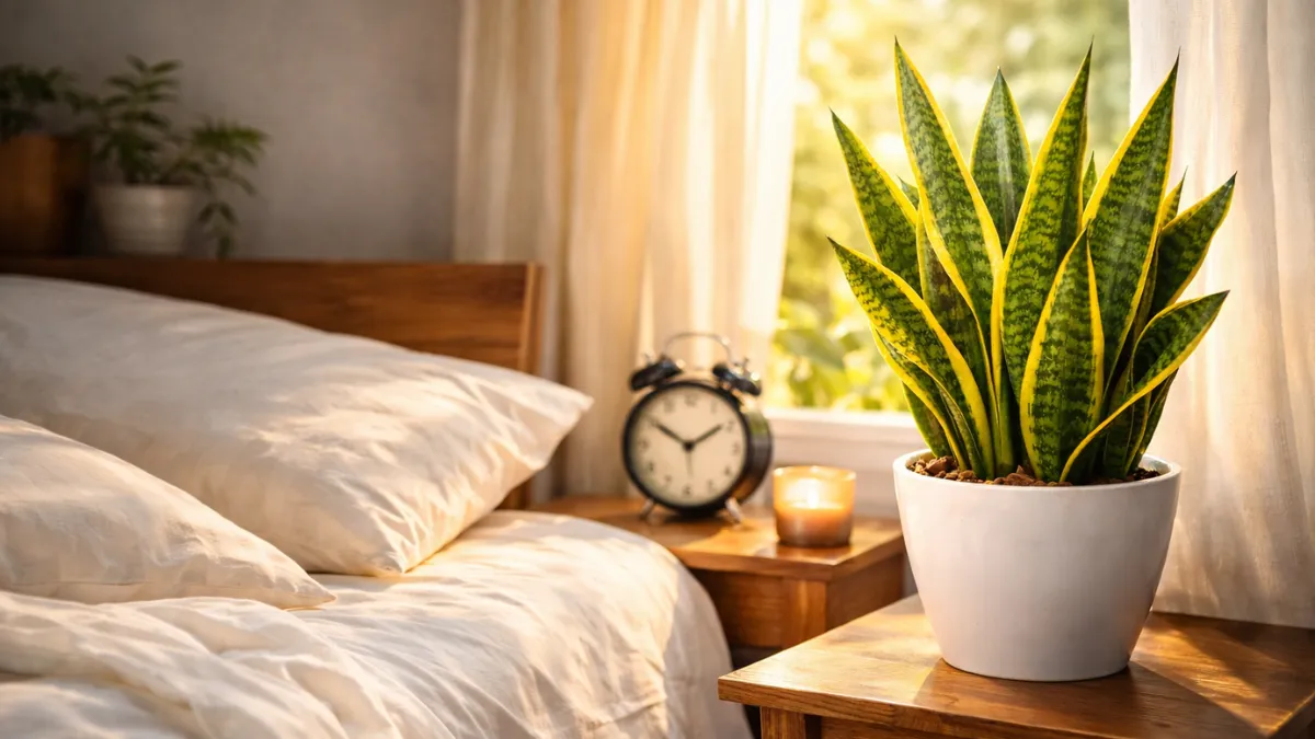 snake plant in bedroom