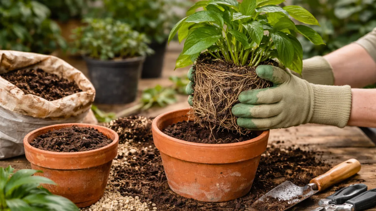 Repotting indoor plants