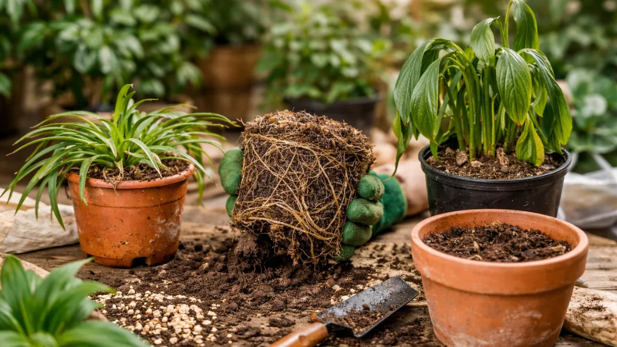 Repotting indoor plants