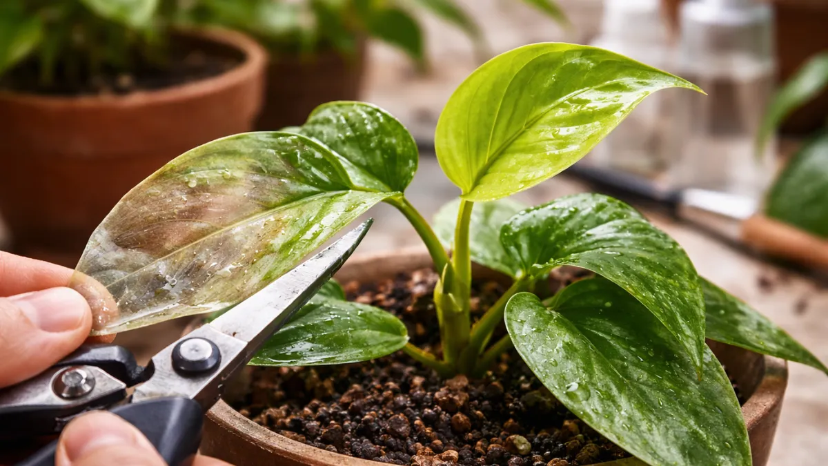 transparent indoor plant leaves
