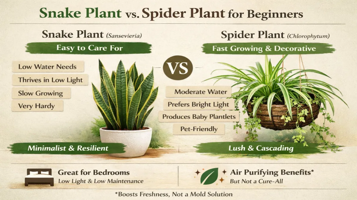 Best Indoor Plants for Beginners: Snake Plant vs Spider Plant (Which One Is Better?)