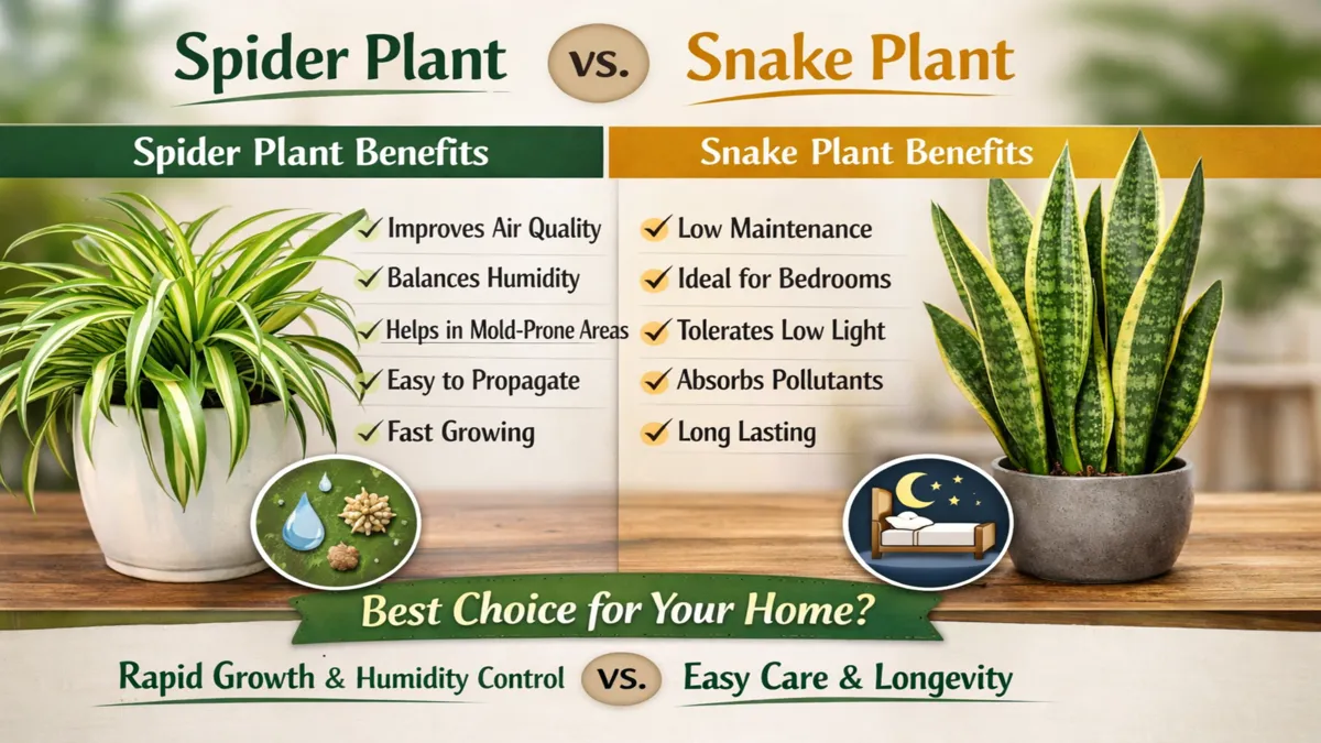 Spider Plant Benefits vs Snake Plant Benefits – Which Indoor Plant Is Better?