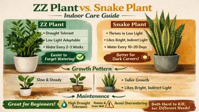 ZZ Plant vs Snake Plant Care Guide (Indoors)